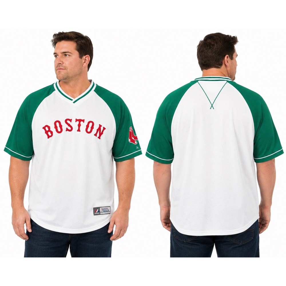Majestic Boston Red Sox St Patricks Day Jersey Green White Mens XXL Baseball